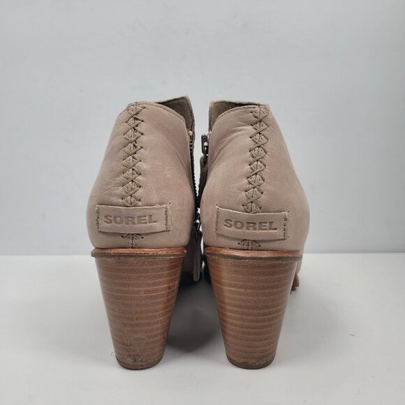 Sorel Nadia Women's Tan Leather Heeled Ankle Boots NL2844-251 US Size 9.5 - Picture 4 of 9